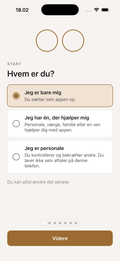 Skærm: Hvem er du? med tre valg